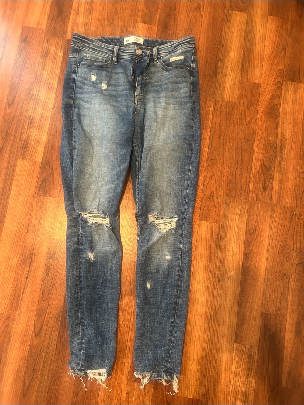 Distressed Mid-Blue Women’s Slim Jeans